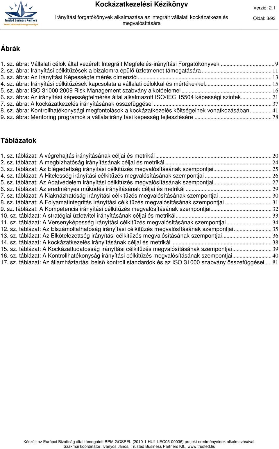 .. 16 6. sz. ábra: Az irányítási képességfelmérés által alkalmazott ISO/IEC 15504 képességi szintek... 21 7. sz. ábra: A kockázatkezelés irányításának összefüggései... 37 8. sz. ábra: Kontrollhatékonysági megfontolások a kockázatkezelés költségeinek vonatkozásában.