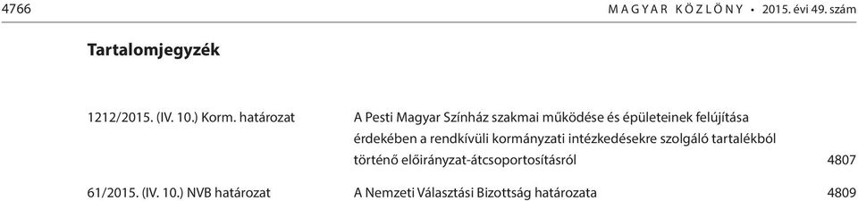 határozat A Pesti Magyar Színház szakmai működése és épületeinek felújítása érdekében a