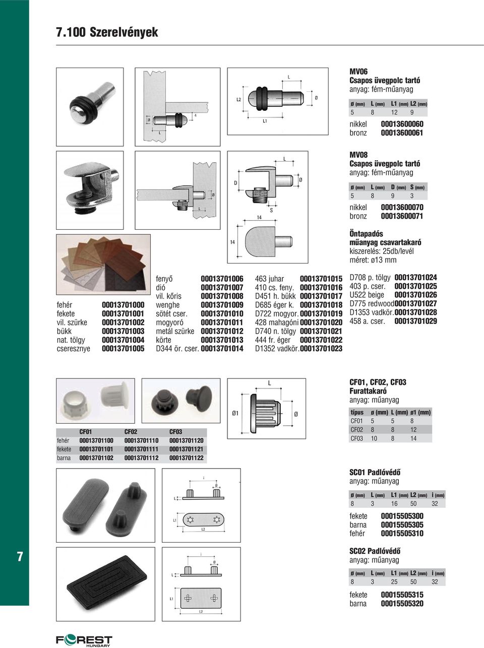 szürke 0001301002 bükk 0001301003 nat. tölgy 0001301004 cseresznye 0001301005 fenyô 0001301006 dió 000130100 vil. kôris 0001301008 wenghe 0001301009 sötét cser.