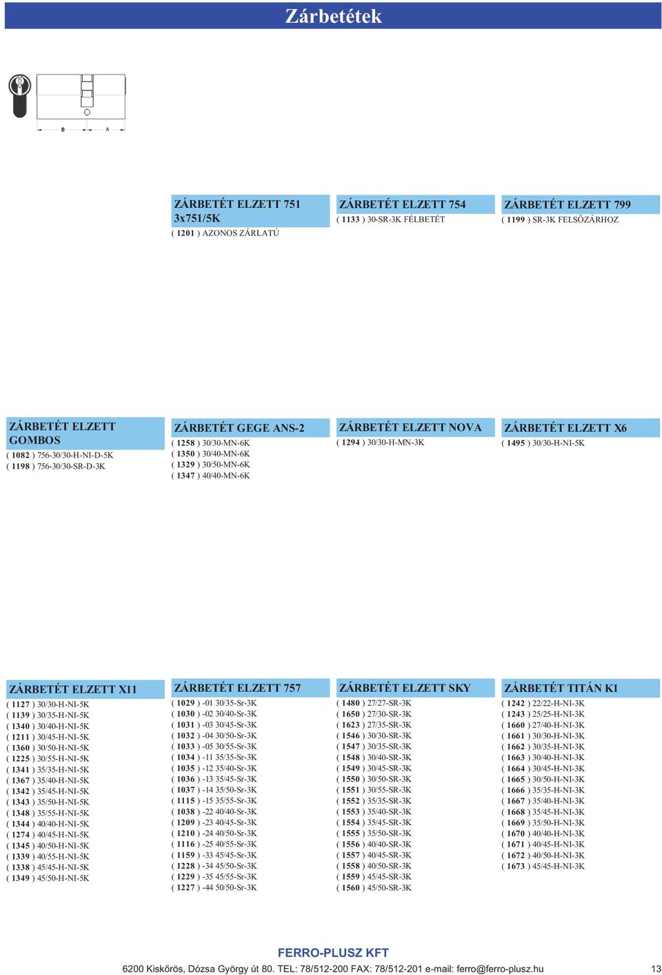 ZÁRBETÉT ELZETT X6 ( 1495 ) 30/30-H-NI-5K ZÁRBETÉT ELZETT X11 ( 1127 ) 30/30-H-NI-5K ( 1139 ) 30/35-H-NI-5K ( 1340 ) 30/40-H-NI-5K ( 1211 ) 30/45-H-NI-5K ( 1360 ) 30/50-H-NI-5K ( 1225 ) 30/55-H-NI-5K