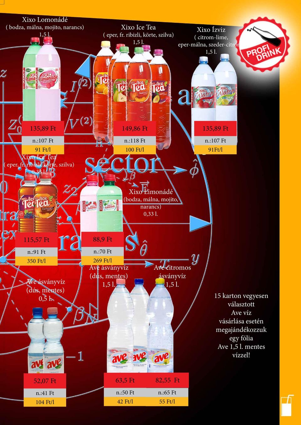 Xixo Limonádé (bodza, málna, mojito, narancs) 0,33 l. 115,57 Ft 88,9 Ft n.:91 Ft 350 Ft/l Ave ásványvíz (dús, mentes). n.:70 Ft 269 Ft/l Ave ásványvíz (dús, mentes) 1,5 l.