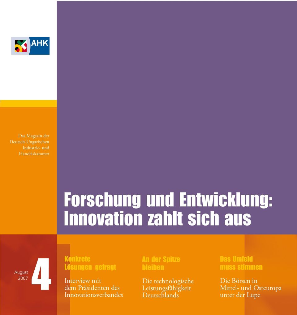 dem Präsidenten des Innovationsverbandes An der Spitze bleiben Die technologische