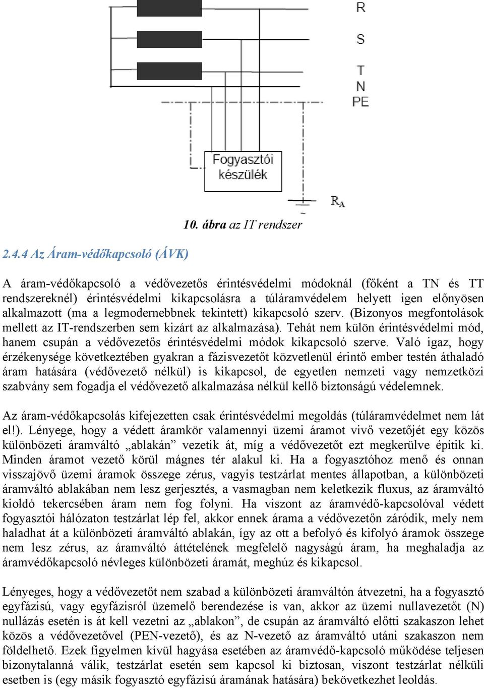 alkalmazott (ma a legmodernebbnek tekintett) kikapcsoló szerv. (Bizonyos megfontolások mellett az IT-rendszerben sem kizárt az alkalmazása).