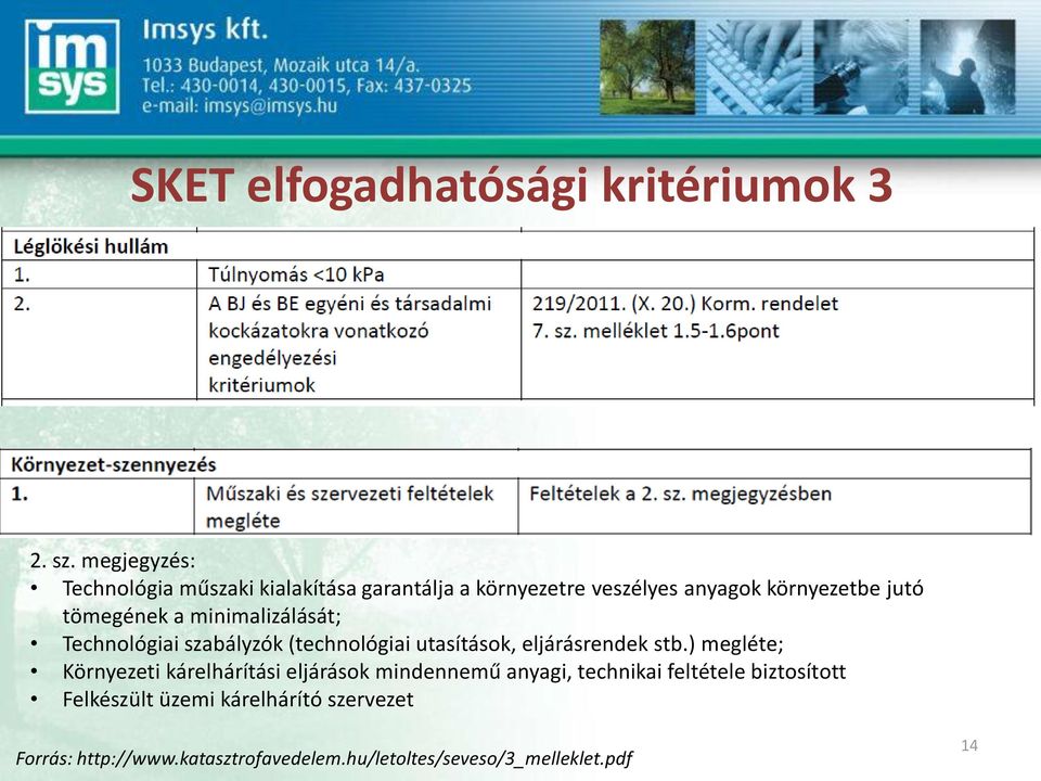 a minimalizálását; Technológiai szabályzók (technológiai utasítások, eljárásrendek stb.