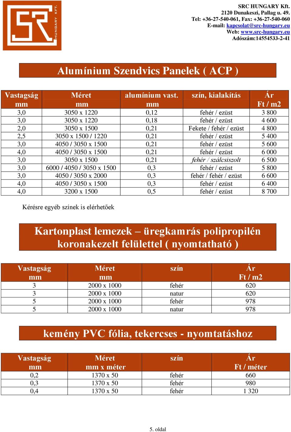 ezüst 5 400 3,0 4050 / 3050 x 1500 0,21 fehér / ezüst 5 600 4,0 4050 / 3050 x 1500 0,21 fehér / ezüst 6 000 3,0 3050 x 1500 0,21 fehér / szálcsiszolt 6 500 3,0 6000 / 4050 / 3050 x 1500 0,3 fehér /