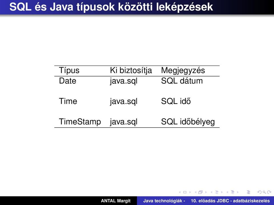 Megjegyzés Date java.