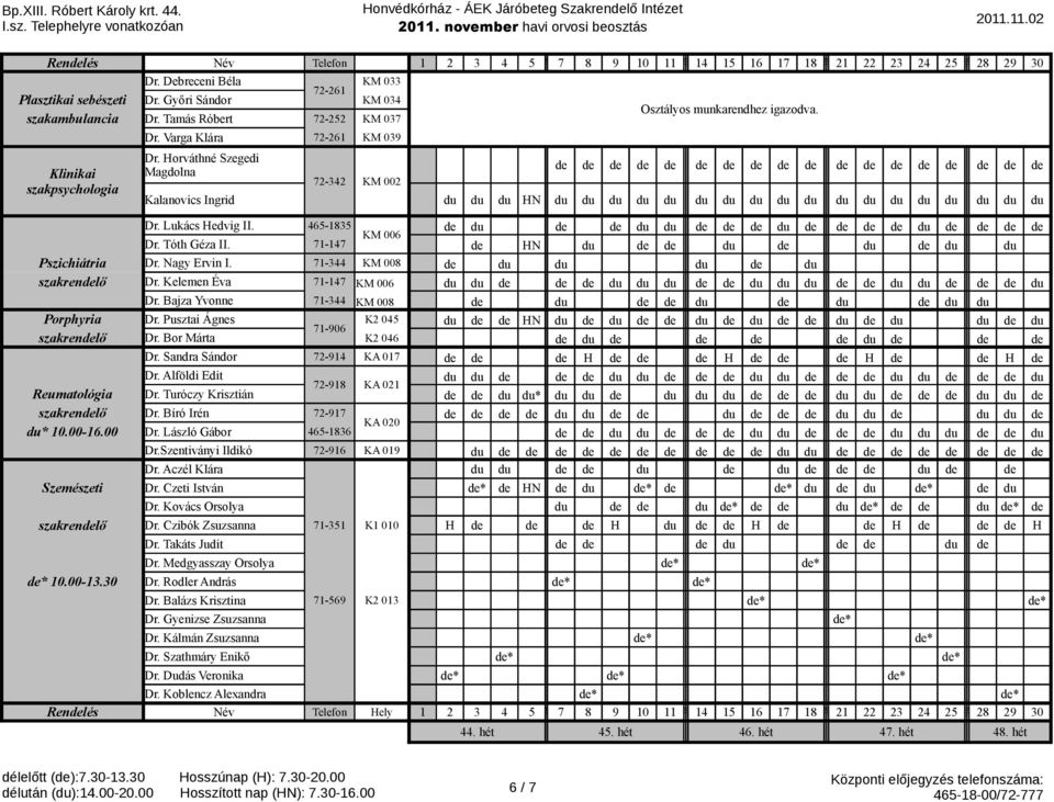 Horváthné Szegedi Magdolna 72-342 KM 002 de de de de de de de de de de de de de de de de de de Kalanovics Ingrid HN Dr. Lukács Hedvig II. 465-1835 de de de de de de de de de de de de de de KM 006 Dr.