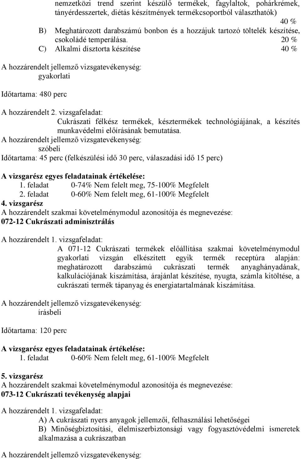 vizsgafeladat: Cukrászati félkész termékek, késztermékek technológiájának, a készítés munkavédelmi előírásának bemutatása.