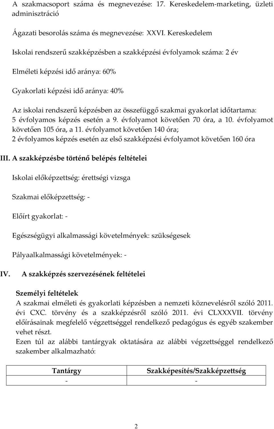 szakmai gyakorlat időtartama: 5 évfolyamos képzés esetén a 9. évfolyamot követően 70 óra, a 10. évfolyamot követően 105 óra, a 11.