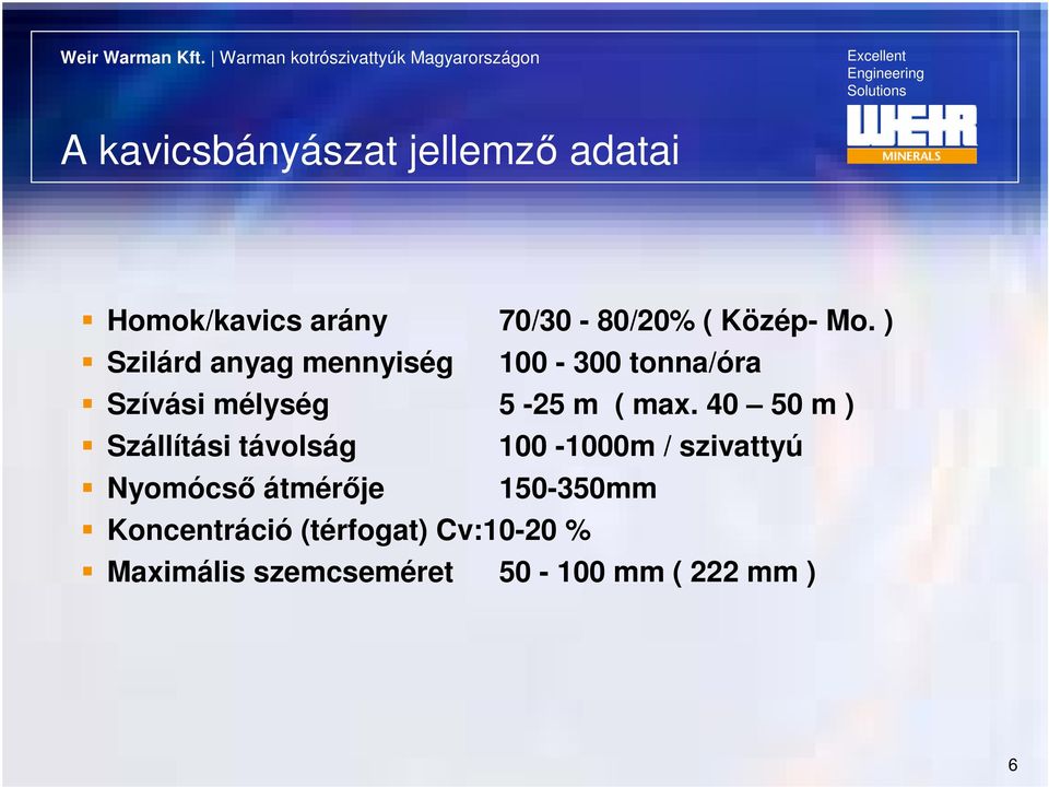 40 50 m ) Szállítási távolság 100-1000m / szivattyú Nyomócs átmérje 150-350mm