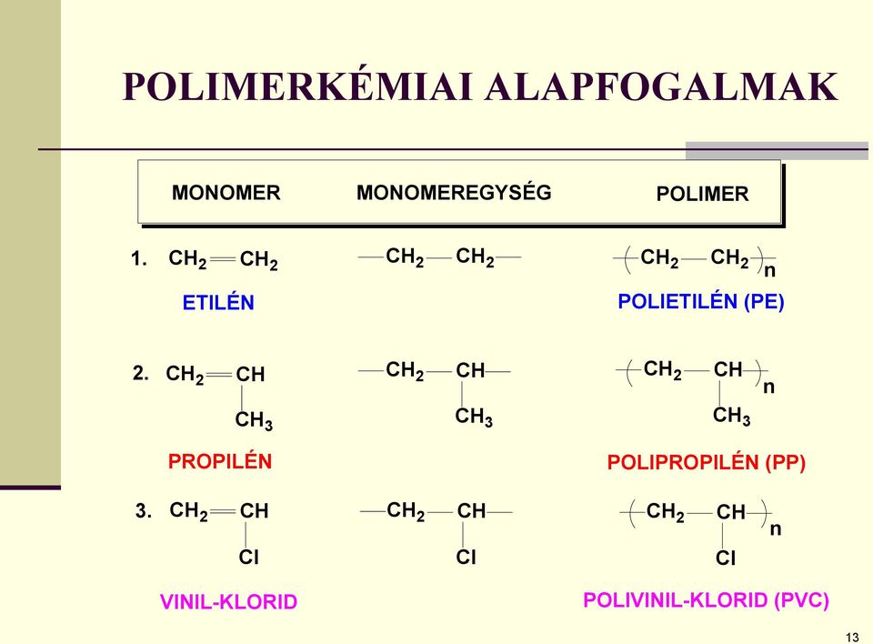 CH 2 CH CH 2 CH CH 2 CH n CH 3 CH 3 CH 3 PROPILÉN POLIPROPILÉN
