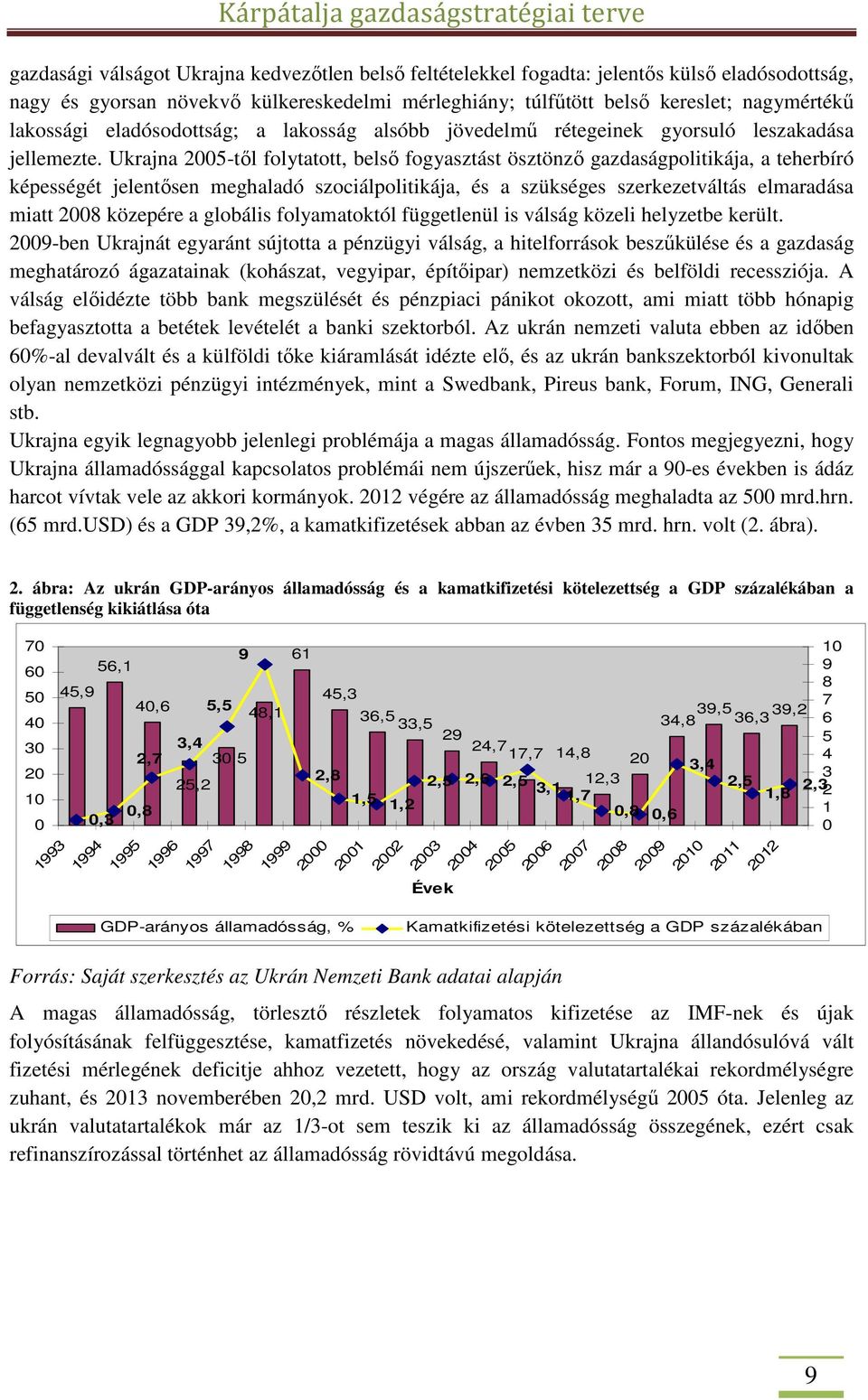 Ukrajna 2005-től folytatott, belső fogyasztást ösztönző gazdaságpolitikája, a teherbíró képességét jelentősen meghaladó szociálpolitikája, és a szükséges szerkezetváltás elmaradása miatt 2008