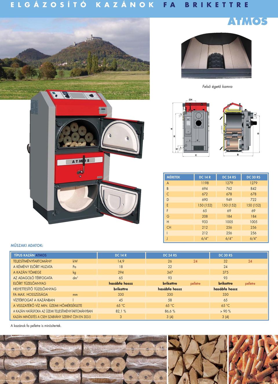 KÉMÉNY ELŐÍRT HUZATA Pa 18 22 24 A KAZÁN TÖMEGE kg 294 347 375 AZ ADAGOLÓ TÉRFOGATA dm 3 65 93 93 ELŐÍRT TÜZELŐANYAG hasábfa hossz brikettre pelletre brikettre pelletre HELYETTESÍTŐ TÜZELŐANYAG
