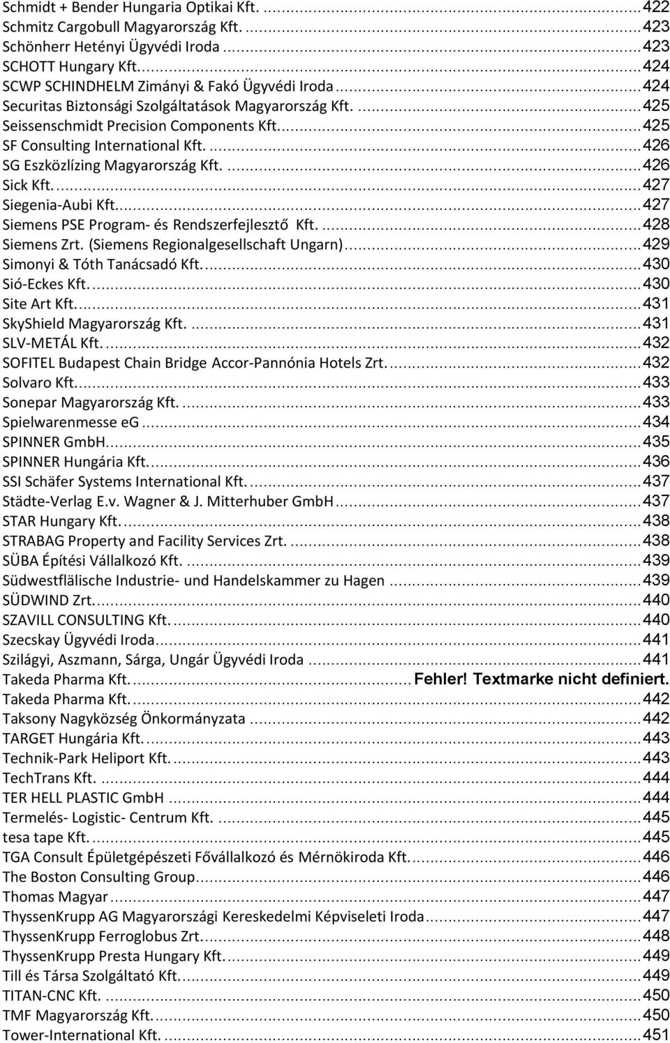 ... 426 Sick Kft.... 427 Siegenia Aubi Kft... 427 Siemens PSE Program és Rendszerfejlesztő Kft.... 428 Siemens Zrt. (Siemens Regionalgesellschaft Ungarn)... 429 Simonyi & Tóth Tanácsadó Kft.