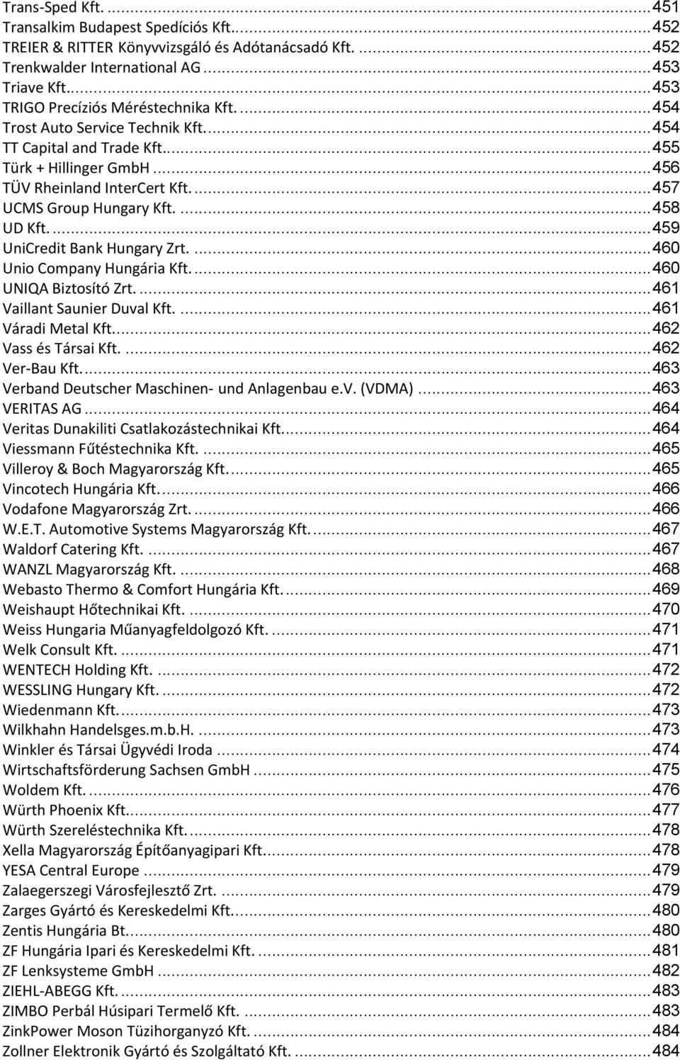 ... 457 UCMS Group Hungary Kft.... 458 UD Kft.... 459 UniCredit Bank Hungary Zrt.... 460 Unio Company Hungária Kft.... 460 UNIQA Biztosító Zrt.... 461 Vaillant Saunier Duval Kft.... 461 Váradi Metal Kft.