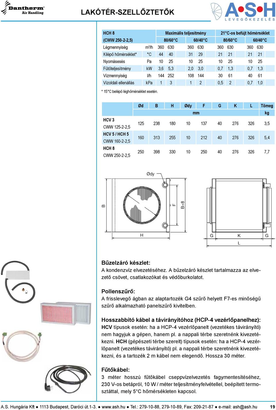 HCV CWW 5--,5 HCV 5 / HCH 5 CWW 60--,5 HCH 8 CWW 50--,5 Ød B H Ødy F G K L Tömeg mm kg 5 8 80 0 7 0 76 6,5 60 55 0 0 76 6 5, 50 98 0 0 50 0 76 6 7,7 Bűzelzáró készlet: A kondenzvíz elvezetéséhez.