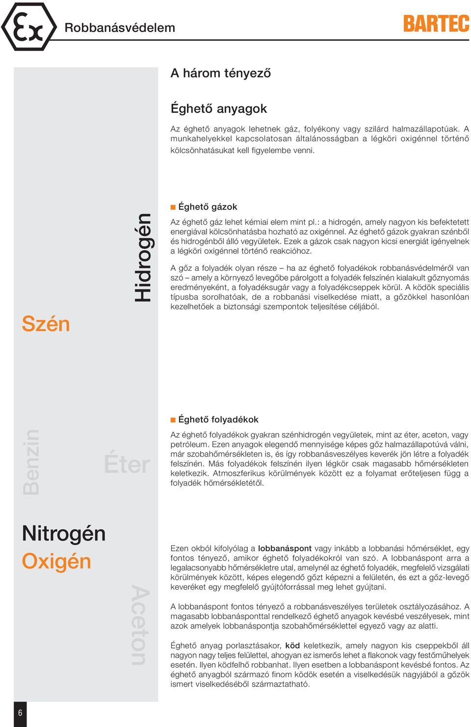 : a hidrogén, amely nagyon kis befektetett energiával kölcsönhatásba hozható az oxigénnel. Az éghető gázok gyakran szénből és hidrogénből álló vegyületek.