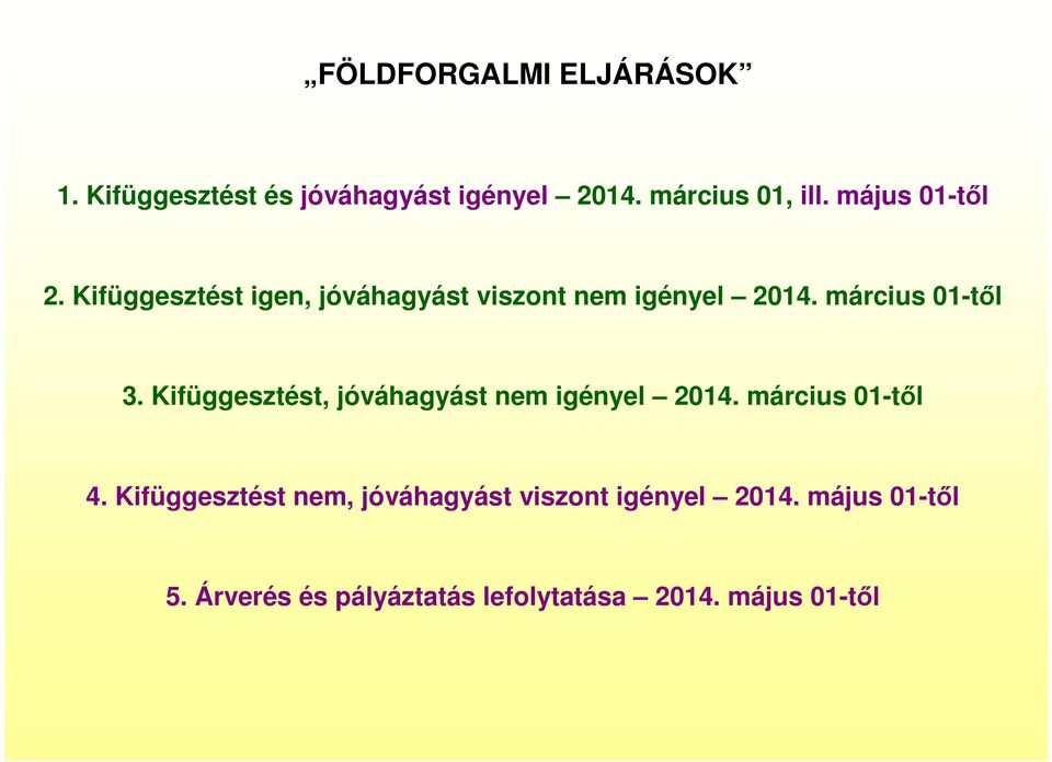 Kifüggesztést, jóváhagyást nem igényel 2014. március 01-től 4.