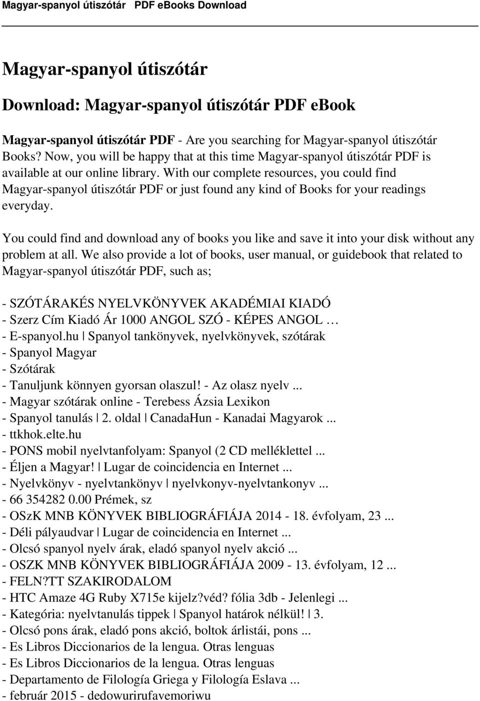 Magyar-spanyol útiszótár - PDF Free Download