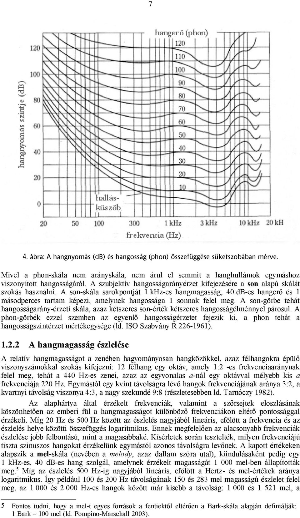 A son-skála sarokpontját 1 khz-es hangmagasság, 40 db-es hangerő és 1 másodperces tartam képezi, amelynek hangossága 1 sonnak felel meg.