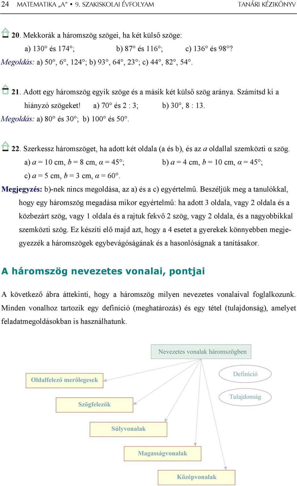 a) 80 és 30 ; b) 100 és 50. 22. Szerkessz háromszöget, ha adott két oldala (a és b), és az a oldallal szemközti α szög.