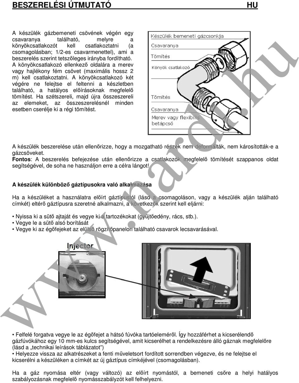 HU GÁZ és ELEKTROMOS SÜTŐ (60cm) Használati útmutató: Beszerelés  Karbantartás Használat - PDF Free Download