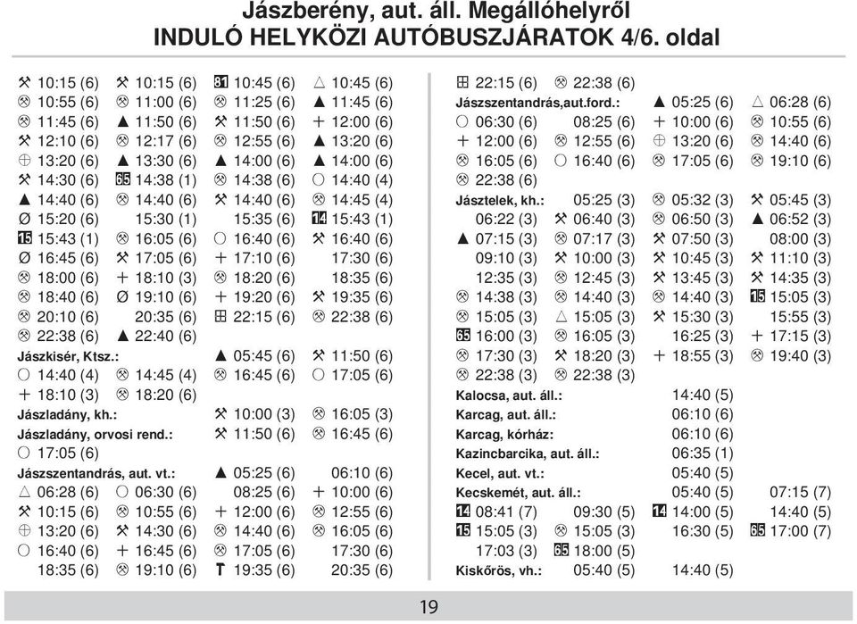 : I 05:25 (6) T 06:28 (6) M 11:45 (6) I 11:50 (6) X 11:50 (6) + 12:00 (6) O 06:30 (6) 08:25 (6) + 10:00 (6) M 10:55 (6) X 12:10 (6) M 12:17 (6) M 12:55 (6) I 13:20 (6) + 12:00 (6) M 12:55 (6) Z 13:20