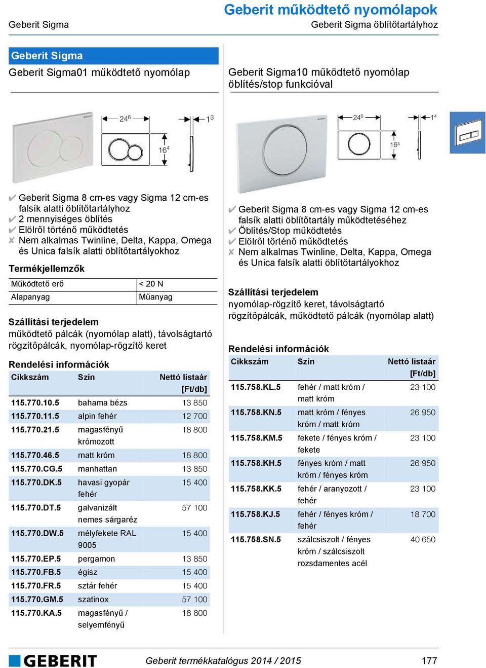 működtető pálcák (nyomólap alatt), távolságtartó rögzítőpálcák, nyomólap-rögzítő keret 115.770.10.5 bahama bézs 13 850 115.770.11.5 alpin fehér 12 700 115.770.21.5 magasfényű 18 800 krómozott 115.770.46.