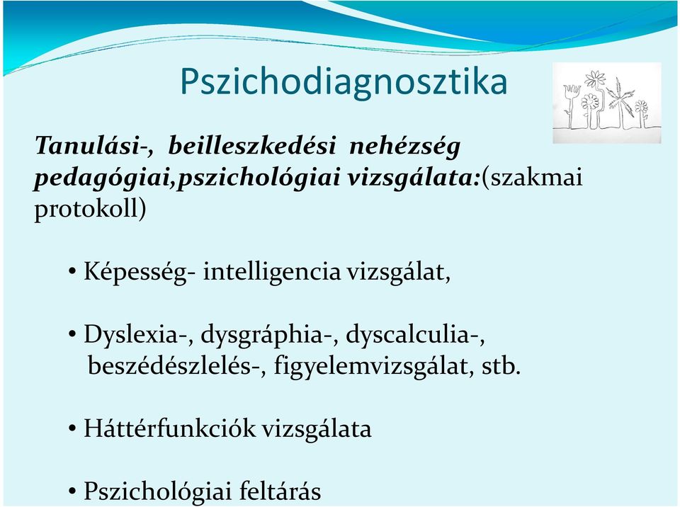 intelligencia vizsgálat, Dyslexia-, dysgráphia-, dyscalculia-,