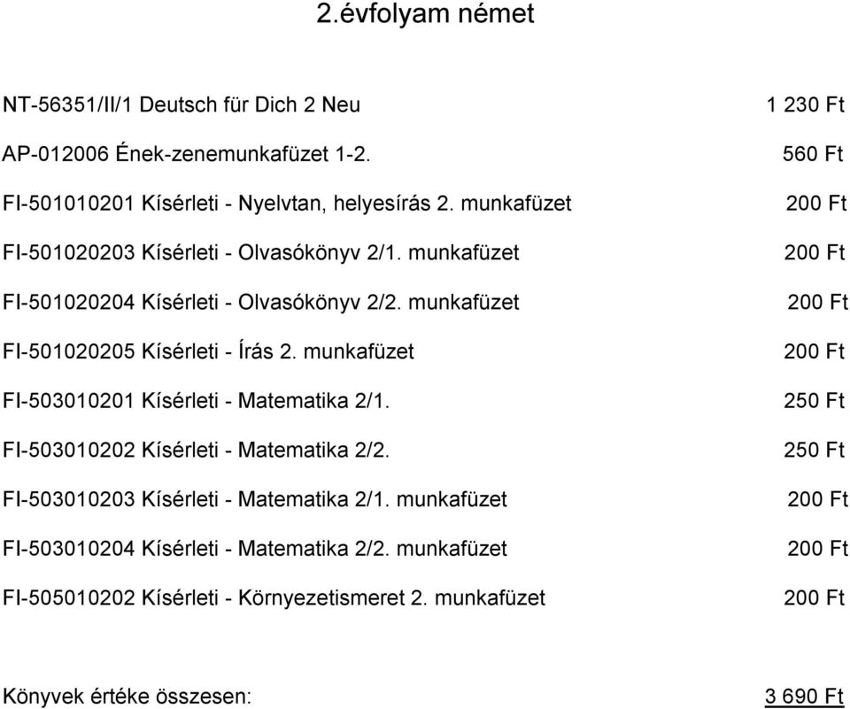 munkafüzet FI 501020205 Kísérleti Írás 2. munkafüzet FI 503010201 Kísérleti Matematika 2/1. FI 503010202 Kísérleti Matematika 2/2.