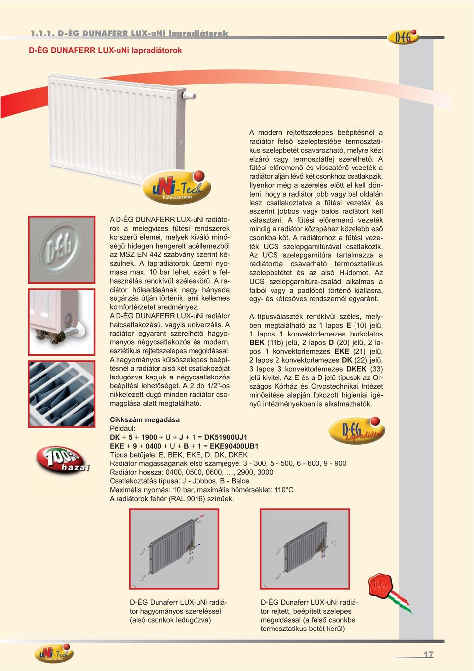 D-ÉG DUNAFERR LUX-uNi lapradiátorok - PDF Free Download