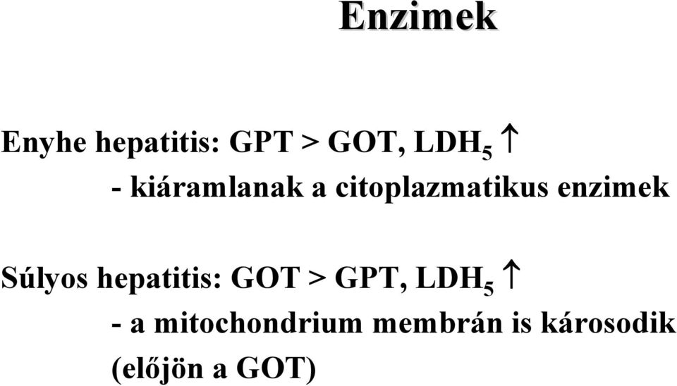 Súlyos hepatitis: GOT > GPT, LDH 5 - a