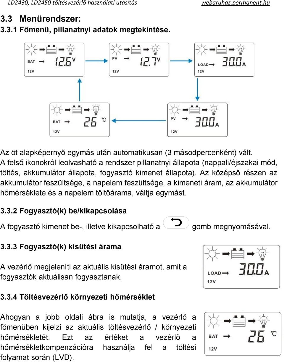 Napelemes töltésvezérlő Használati utasítás - PDF Ingyenes letöltés