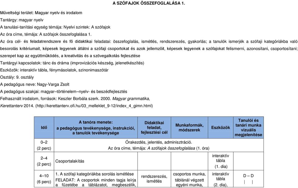 A SZÓFAJOK ÖSSZEFOGLALÁSA 1. - PDF Free Download