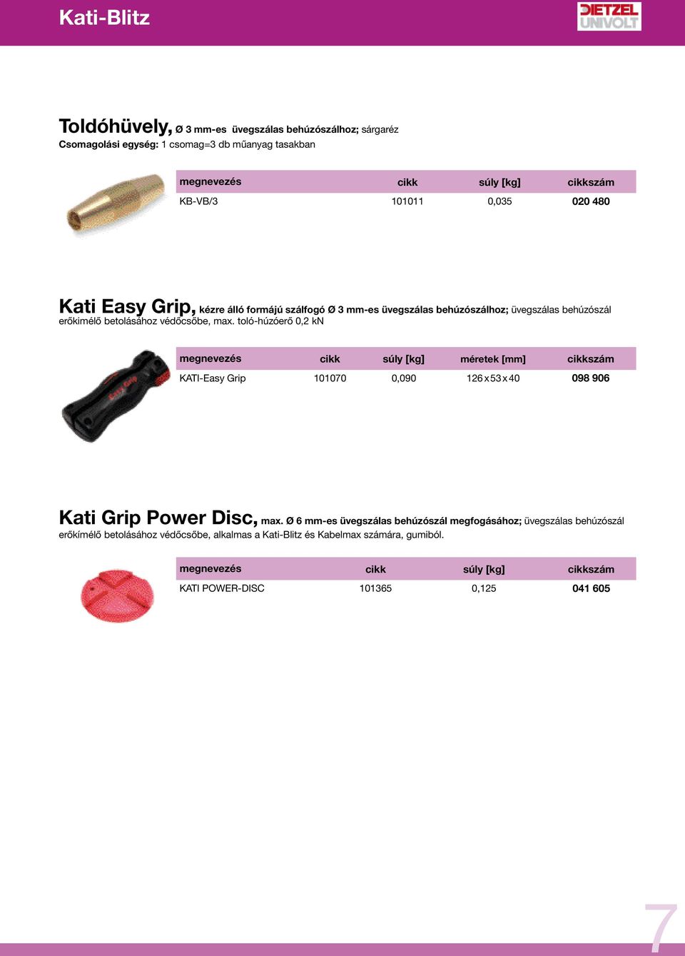 toló-húzóerő 0,2 kn megnevezés cikk súly [kg] méretek cikkszám KATI-Easy Grip 101070 0,090 126 x 53 x 40 098 906 Kati Grip Power Disc, max.