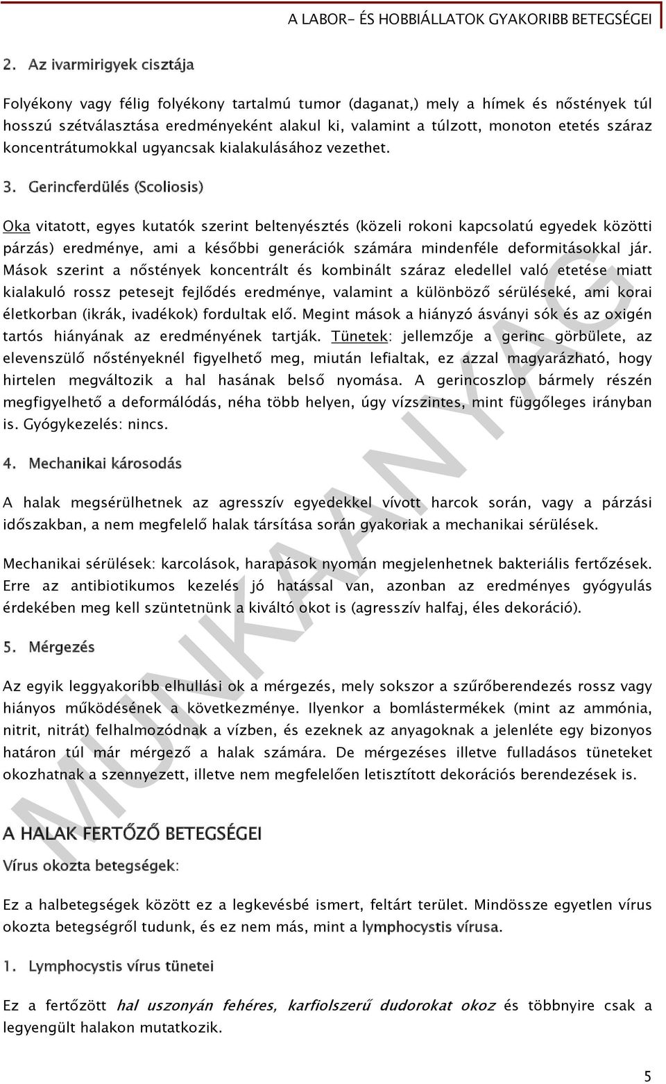 Gerincferdülés (Scoliosis) Oka vitatott, egyes kutatók szerint beltenyésztés (közeli rokoni kapcsolatú egyedek közötti párzás) eredménye, ami a későbbi generációk számára mindenféle deformitásokkal