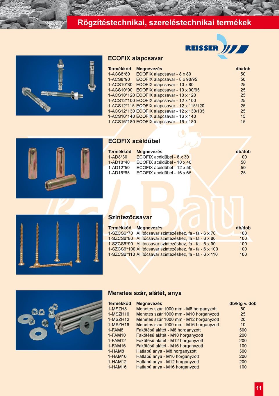 - 12 x 130/135 25 1-ACS16*140 ECOFIX alapcsavar - 16 x 140 15 1-ACS16*180 ECOFIX alapcsavar - 16 x 180 15 ECOFIX acéldűbel 1-AD8*30 ECOFIX acéldűbel - 8 x 30 100 1-AD10*40 ECOFIX acéldűbel - 10 x 40