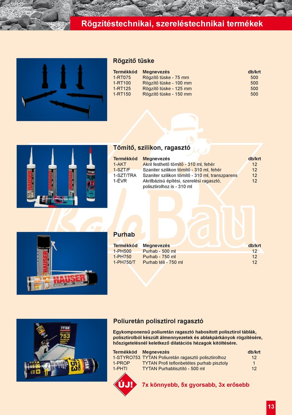 szilikon tömítő - 310 ml, transzparens 12 1-ÉVR Akrilbázisú építési, szerelési ragasztó, 12 polisztirolhoz is - 310 ml Purhab Termékkód Megnevezés db/krt 1-PH500 Purhab - 500 ml 12 1-PH750 Purhab -