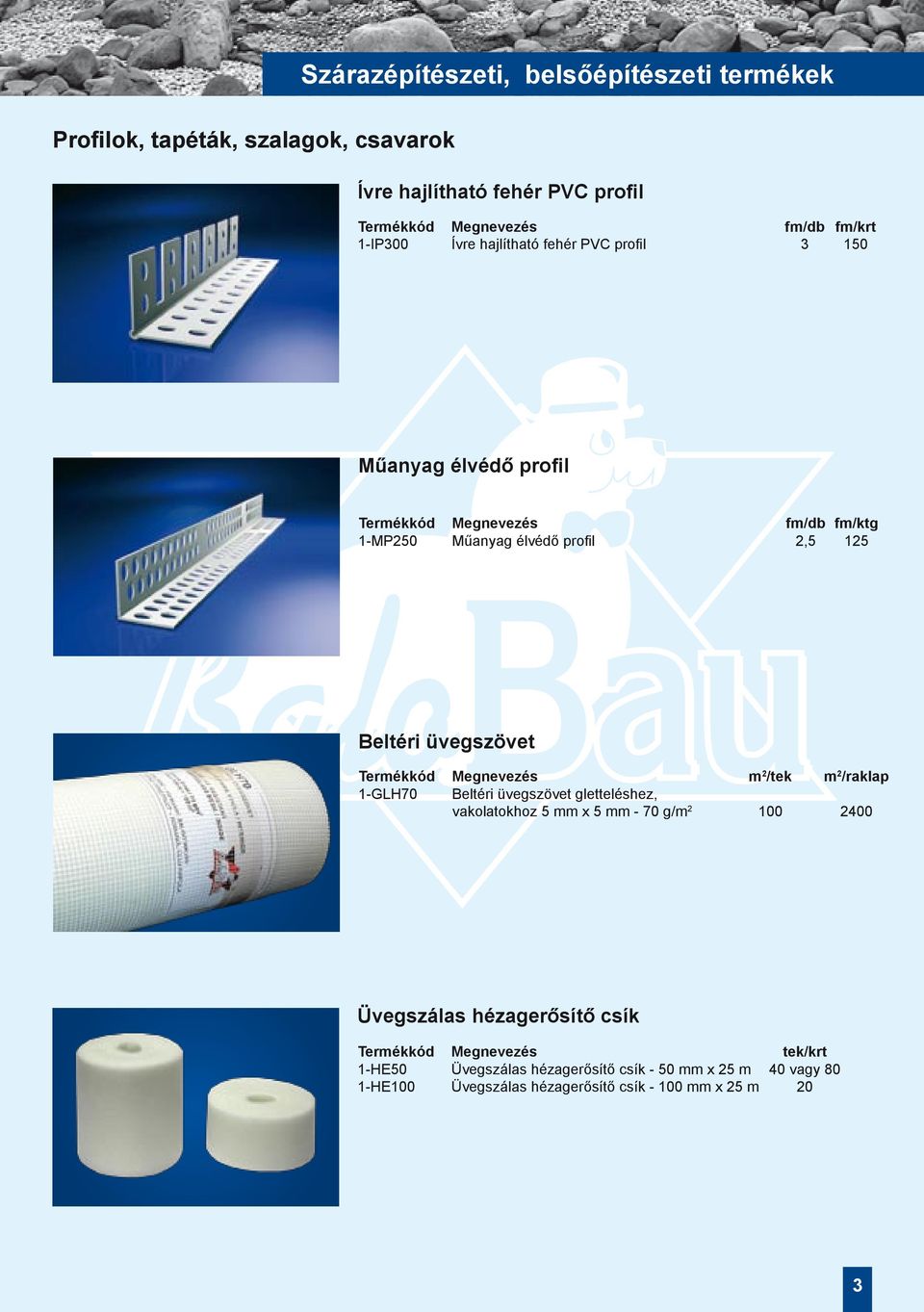üvegszövet Termékkód Megnevezés m 2 /tek m 2 /raklap 1-GLH70 Beltéri üvegszövet gletteléshez, vakolatokhoz 5 mm x 5 mm - 70 g/m 2 100 2400 Üvegszálas