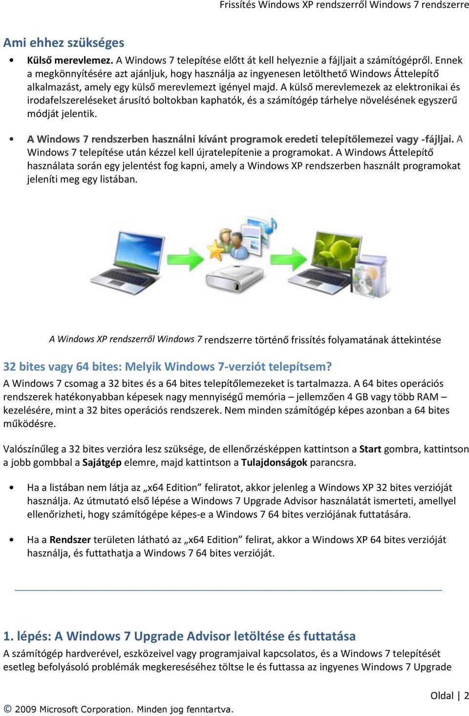 Frissítés Windows XP rendszerről Windows 7 rendszerre - PDF Free Download