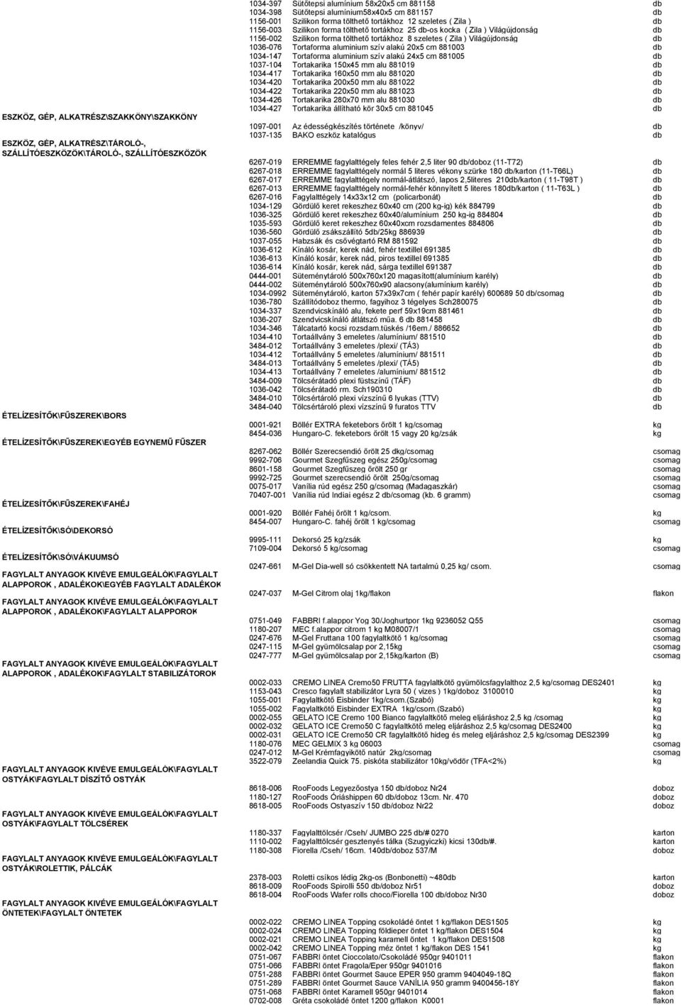 EMULGEÁLÓK\FAGYLALT ALAPPOROK, ADALÉKOK\FAGYLALT ALAPPOROK FAGYLALT ANYAGOK KIVÉVE EMULGEÁLÓK\FAGYLALT ALAPPOROK, ADALÉKOK\FAGYLALT STABILIZÁTOROK FAGYLALT ANYAGOK KIVÉVE EMULGEÁLÓK\FAGYLALT