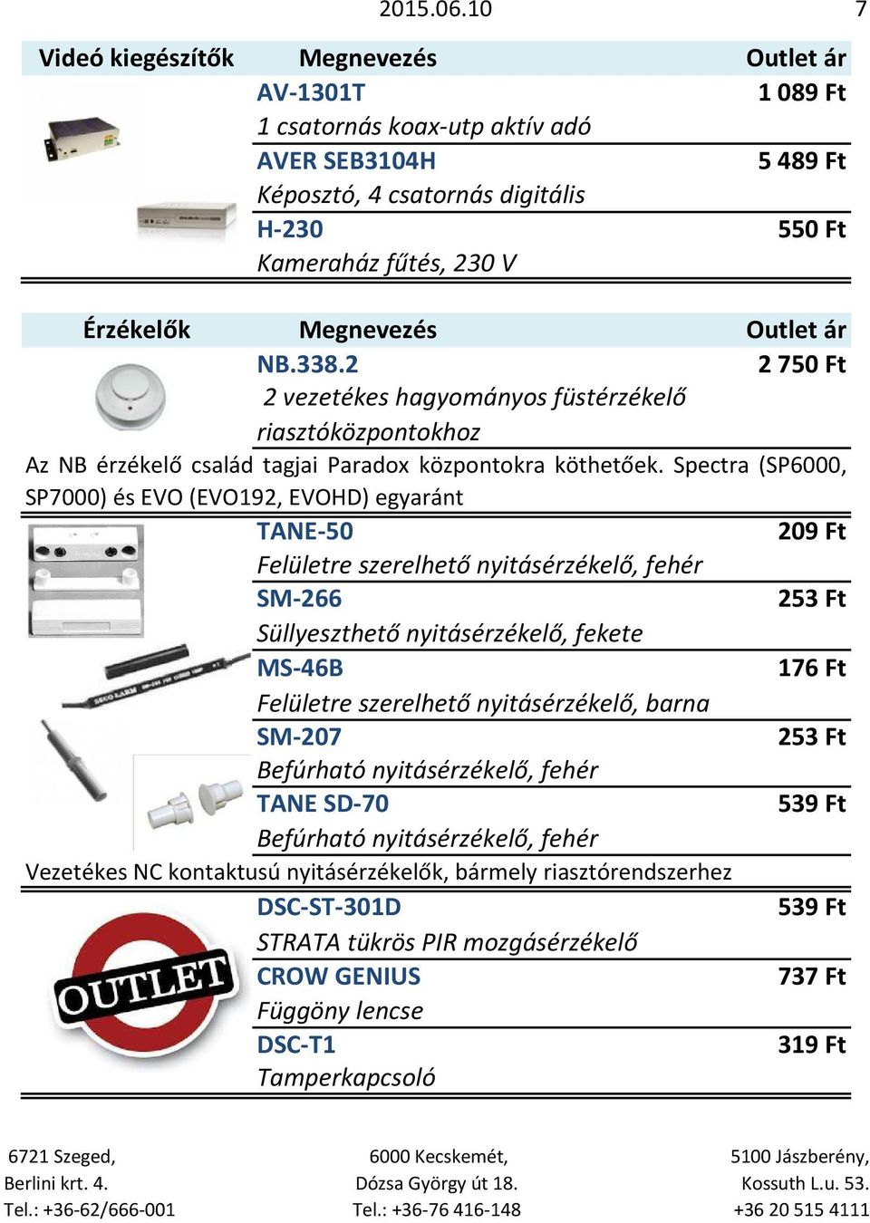 Spectra (SP6000, SP7000) és EVO (EVO192, EVOHD) egyaránt TANE-50 209 Ft Felületre szerelhető nyitásérzékelő, fehér SM-266 253 Ft Süllyeszthető nyitásérzékelő, fekete MS-46B 176 Ft Felületre