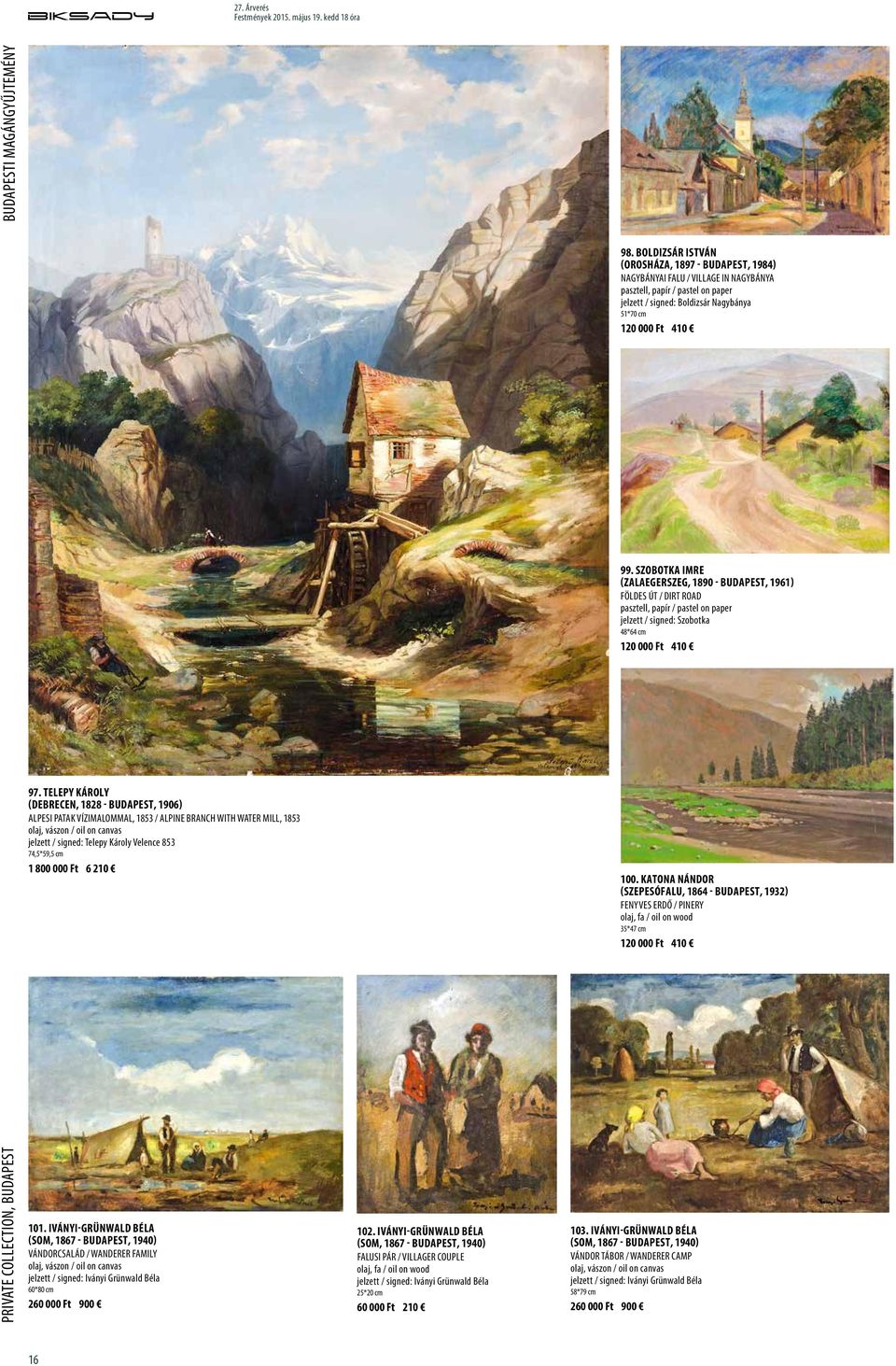 Szobotka Imre (Zalaegerszeg, 1890 - Budapest, 1961) Földes út / Dirt road pasztell, papír / pastel on paper jelzett / signed: Szobotka 48*64 cm 97.