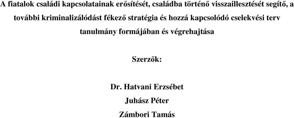 stratégia és hozzá kapcsolódó cselekvési terv tanulmány