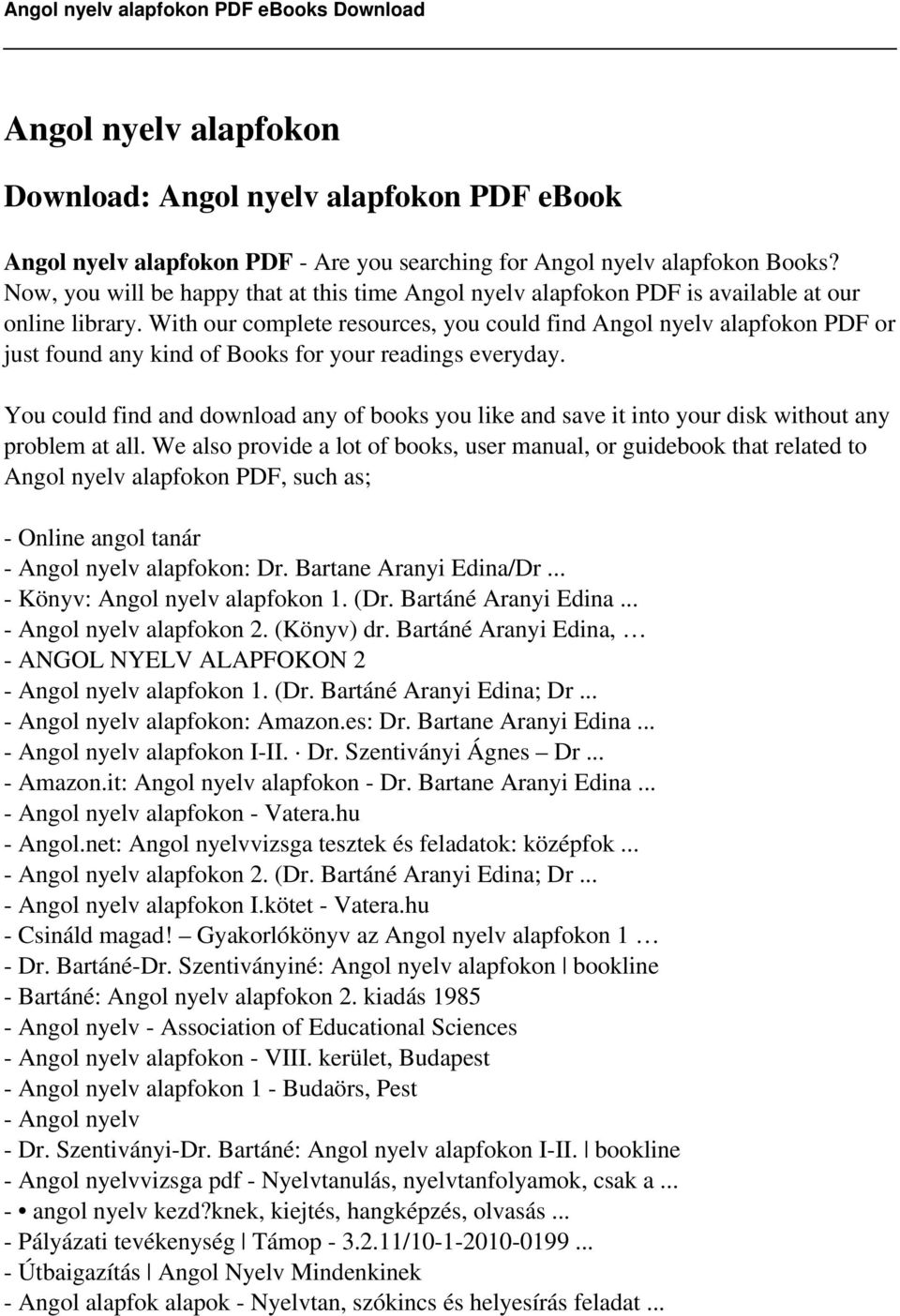 Angol nyelv alapfokon - PDF Free Download