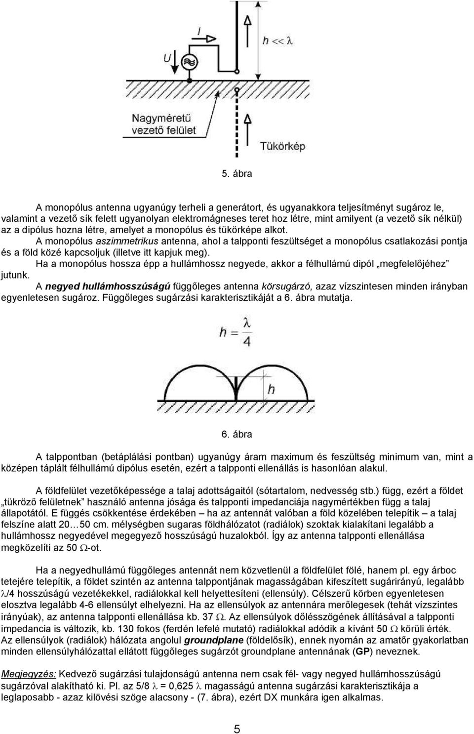 A monopólus aszimmetrikus antenna, ahol a talpponti feszültséget a monopólus csatlakozási pontja és a föld közé kapcsoljuk (illetve itt kapjuk meg).