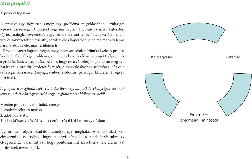 ) területekhez kapcsolódik, de ma már általános használatos az élet más területein is. Projektet azért hajtunk végre, hogy bizonyos célokat érjünk el vele.