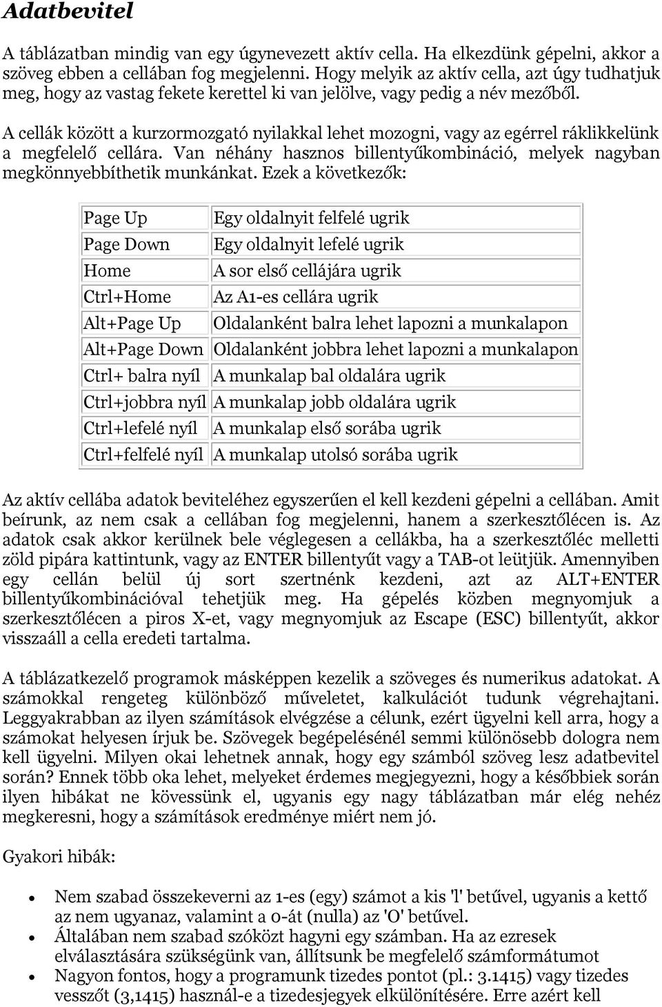 Bevezetés. Az Excel munkakörnyezet. A program indítása - PDF Free Download