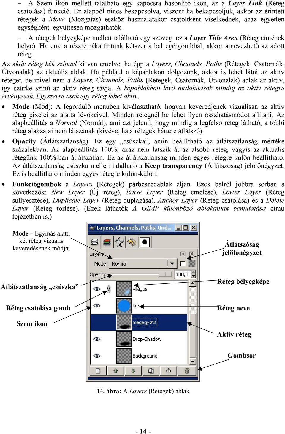 A rétegek bélyegképe mellett található egy szöveg, ez a Layer Title Area (Réteg címének helye). Ha erre a részre rákattintunk kétszer a bal egérgombbal, akkor átnevezhető az adott réteg.