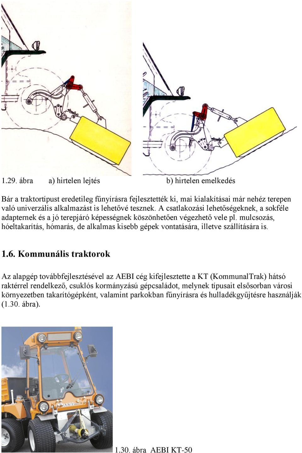 mulcsozás, hóeltakarítás, hómarás, de alkalmas kisebb gépek vontatására, illetve szállítására is. 1.6.